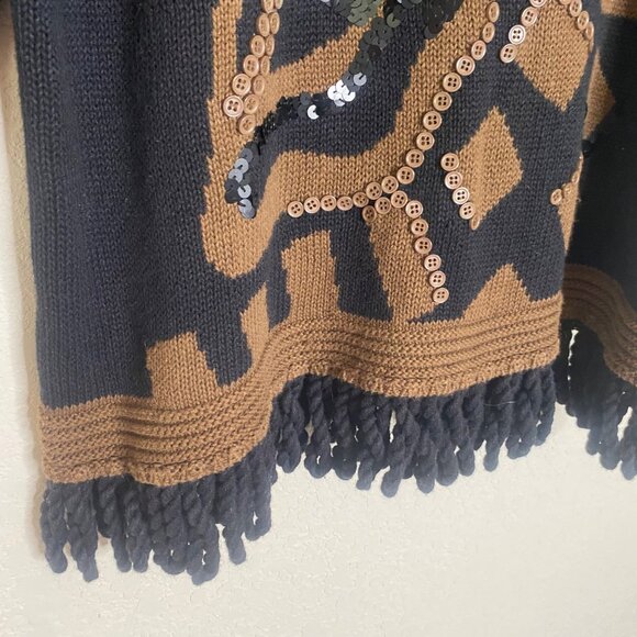 Vintage IB Diffusion Sequined Sweater Womens L Ramie Cotton Button Embellished F - Picture 6 of 13